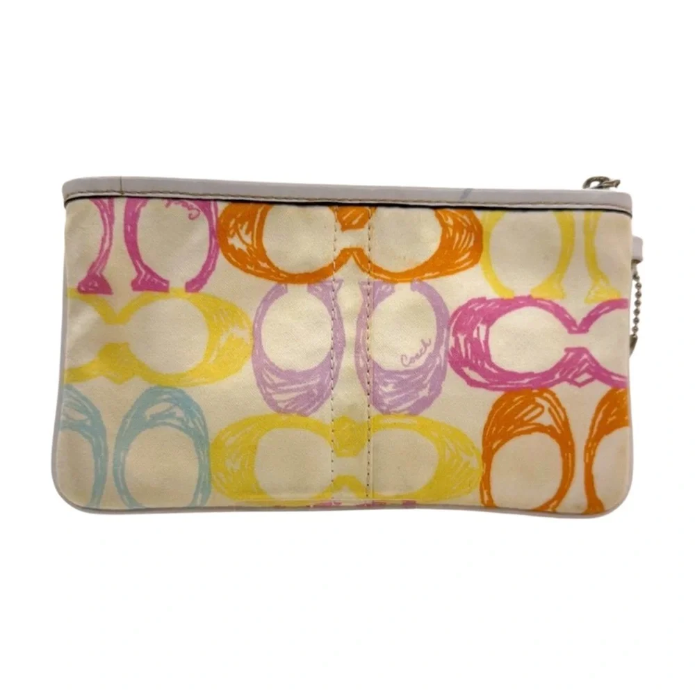Coach Vintage Scribble C Print Wristlet Multicolor Canvas Y2K Era